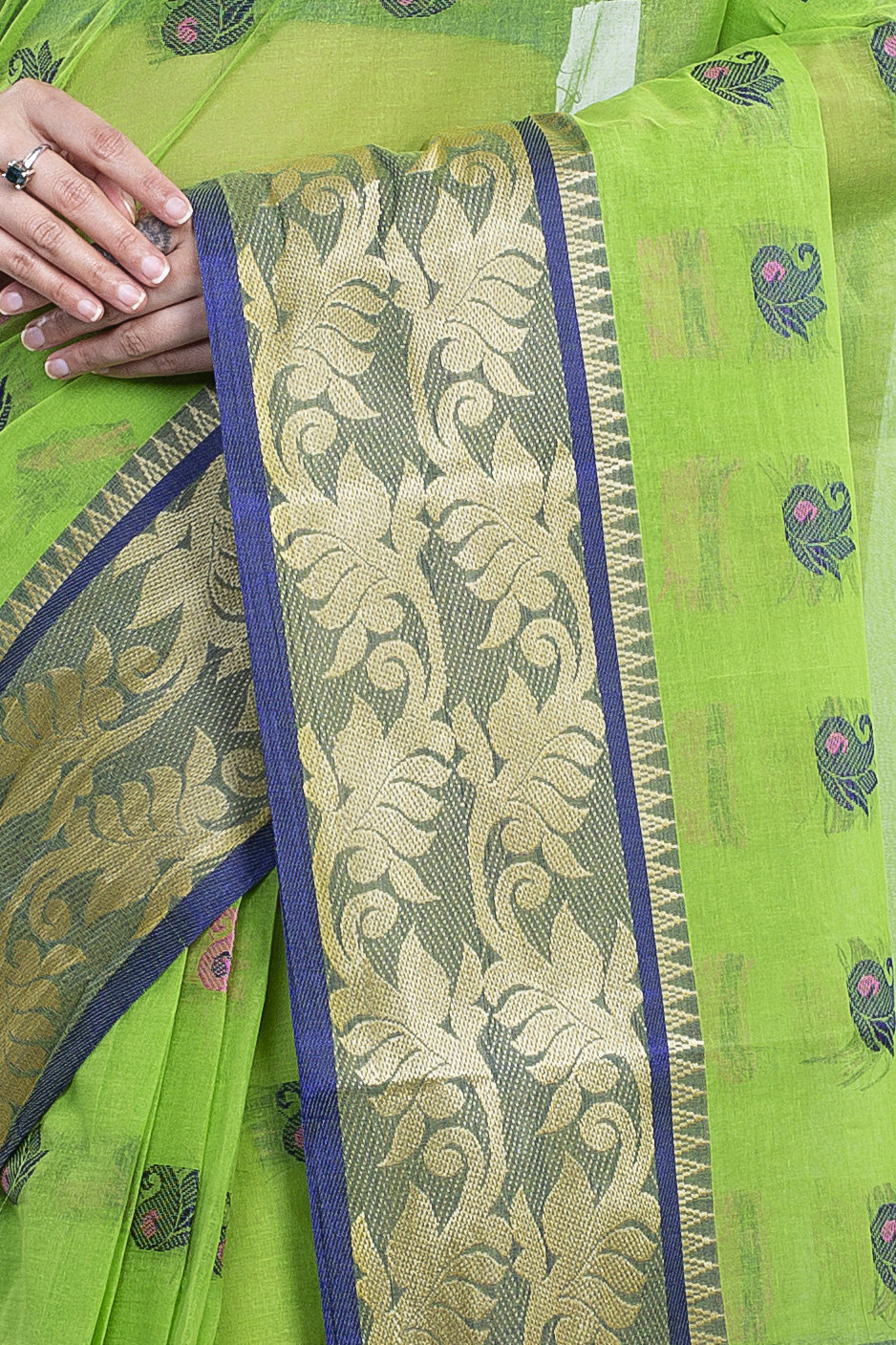 Green Pure Cotton HasFul Tant Saree (785)